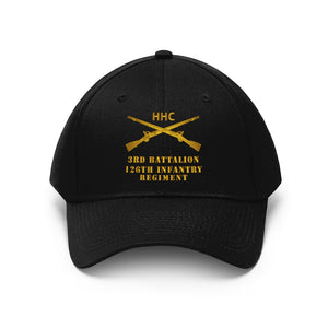 Twill Hat - Army - HHC, 3rd Bn, 126th Infantry Regiment w Crossed Rifles - Branch - Embroidery