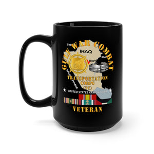 Black Mug 15oz - Army - Gulf War Combat Vet  - Transportation Corps w CAB X 300