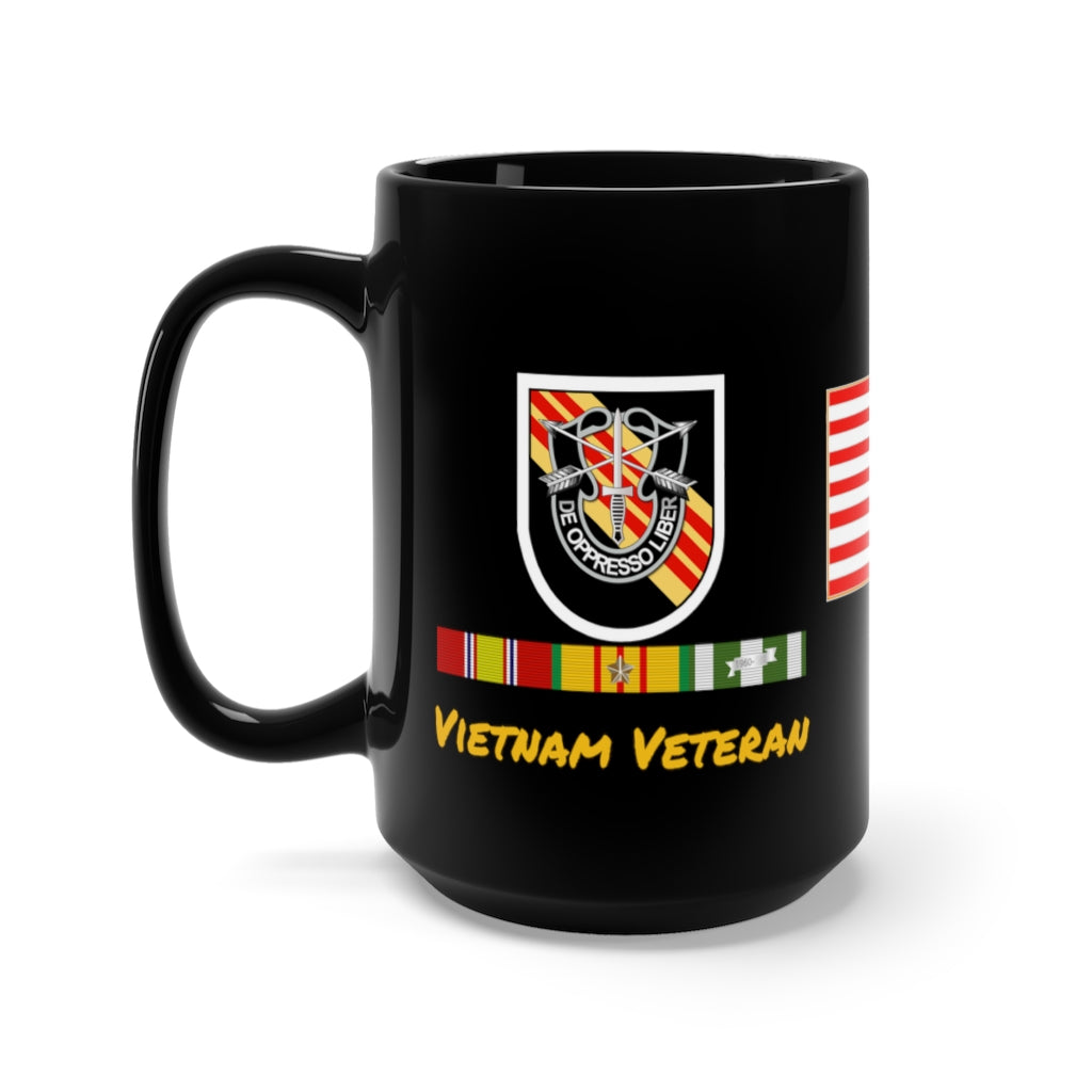 Black Mug 15oz - Army - 5th Special Forces Group (Airborne) - Vietnam Veteran