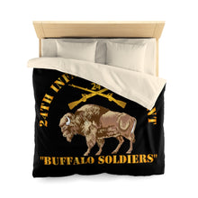 Load image into Gallery viewer, Microfiber Duvet Cover - Army - 24th Infantry Regiment - Buffalo Soldiers w 24th Inf Branch Insignia
