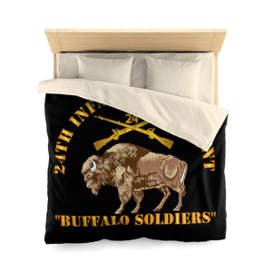 Microfiber Duvet Cover - Army - 24th Infantry Regiment - Buffalo Soldiers w 24th Inf Branch Insignia