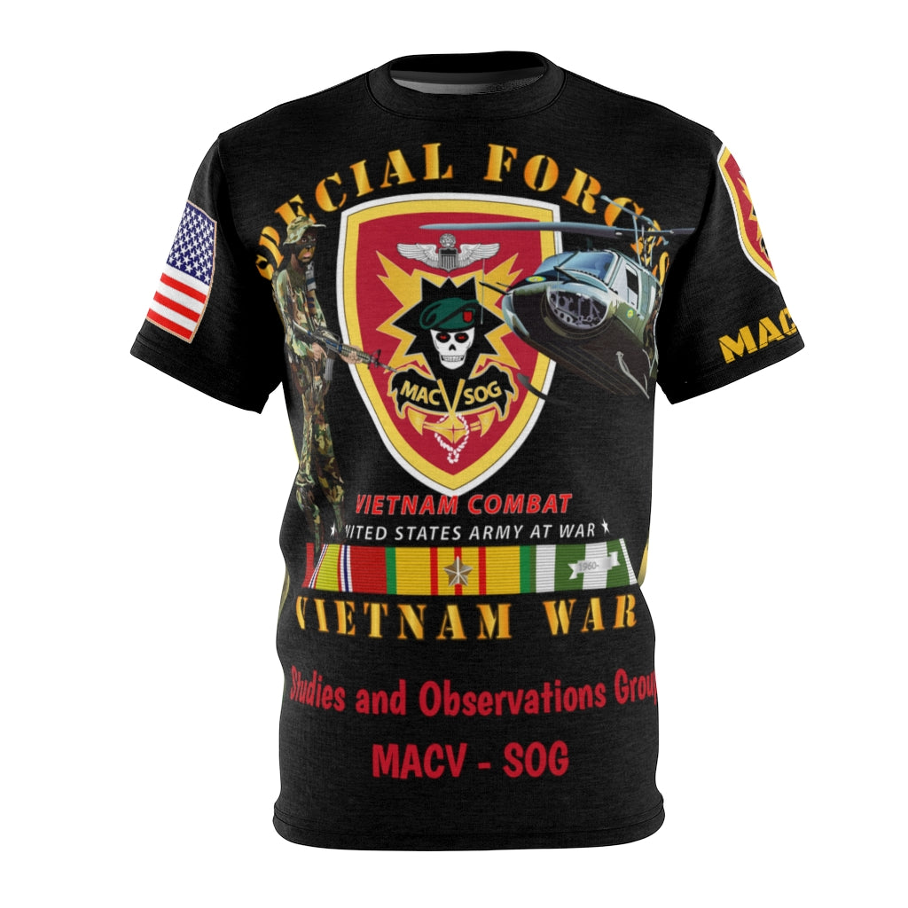 All Over Printing - Army - Special Forces - MACV-SOG with Rappel Infiltration with Vietnam War Ribbons Combat