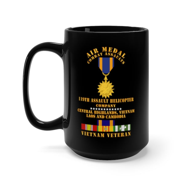 Black Mug 15oz - Army - Air Medal - Combat Assaults - 119th AHC - Central Highlands VN Laos Cambod w VN SVC w Air Medal X 300