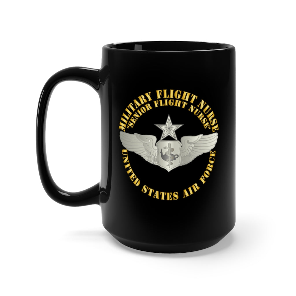 Black Mug 15oz - USAF - Military Flight Nurse - Flight Nurse - Senior