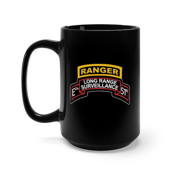 Black Mug 15oz - Army - Airborne Ranger - E Company- 51st Infantry (Ranger) w Ranger Tab