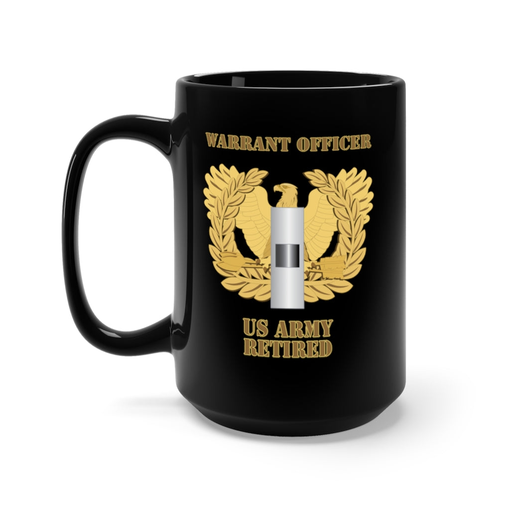 Black Mug 15oz - Army - Emblem - Warrant Officer - WO1 - Retired