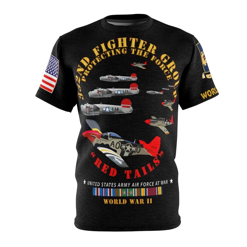 All Over Printing - Army Air Corps - 332nd Fighter Group - Red Tails - Protect Force with WWII Service Ribbons and At War