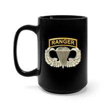 Load image into Gallery viewer, Black Mug 15oz - Airborne Badge - Ranger Tab
