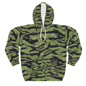 AOP Unisex Pullover Hoodie - Military Tiger Stripe Jungle Camouflage