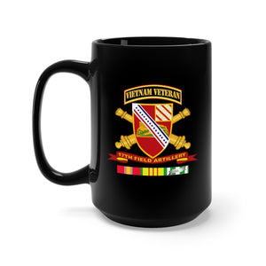 Black Mug 15oz - Army - 17th Field Artillery w Br - Ribbon VN SVC Vet Tab