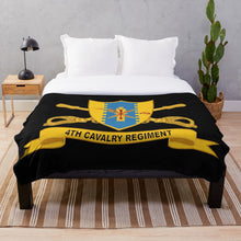 Load image into Gallery viewer, Army - 4th Cavalry Regiment w Br - Ribbon Throw Blanket
