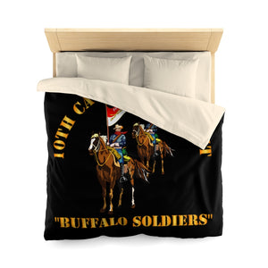 Microfiber Duvet Cover - Army - 10th Cavalry Regiment w Cavalrymen - Buffalo Soldiers