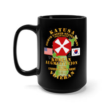 Load image into Gallery viewer, Black Mug 15oz - Army - KATUSA - 8th Army w Korea Map Green
