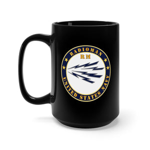 Black Mug 15oz - Navy - Radioman - RM - US Navy