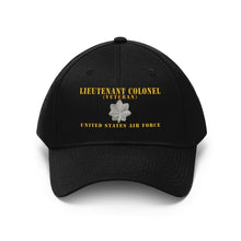 Load image into Gallery viewer, Unisex Twill Hat - USAF - Lieutenant Colonel - LTC - Veteran - Hat - Embroidered
