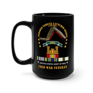 Black Mug 15oz - Armoured Vehicle Launcher Bridge (AVLB)  - Launching - w  KoreaTab - COLD WAR VET X 300