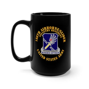 Black Mug 15oz - Army  - 188th Airborne - Glider Infantry Regiment - DUI X 300