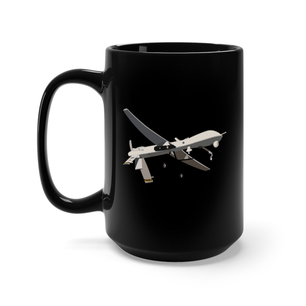 Black Mug 15oz - Aircraft - MQ1 - Predator