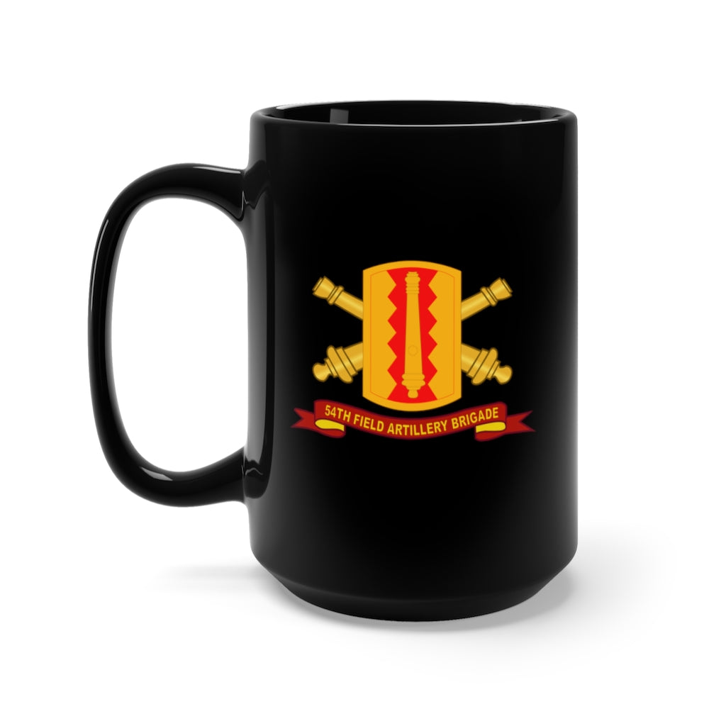 Black Mug 15oz - Army - 54th Field Artillery Brigade - SSI w Br - Ribbon