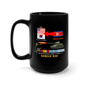 Black Mug 15oz - Army - Korean War - USA - South Korean Vs North Korea