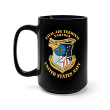 Load image into Gallery viewer, Black Mug 15oz - Navy - Naval Air Terminal Norfolk X 300
