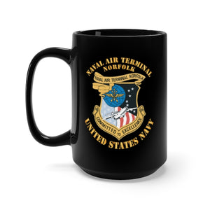 Black Mug 15oz - Navy - Naval Air Terminal Norfolk X 300