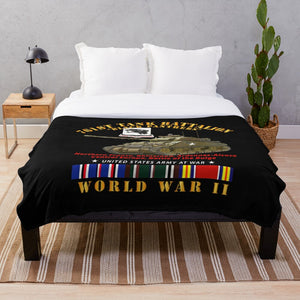 Army - 761st Tank Battalion - Black Panthers - w Tank WWII EU SVC Throw Blanket