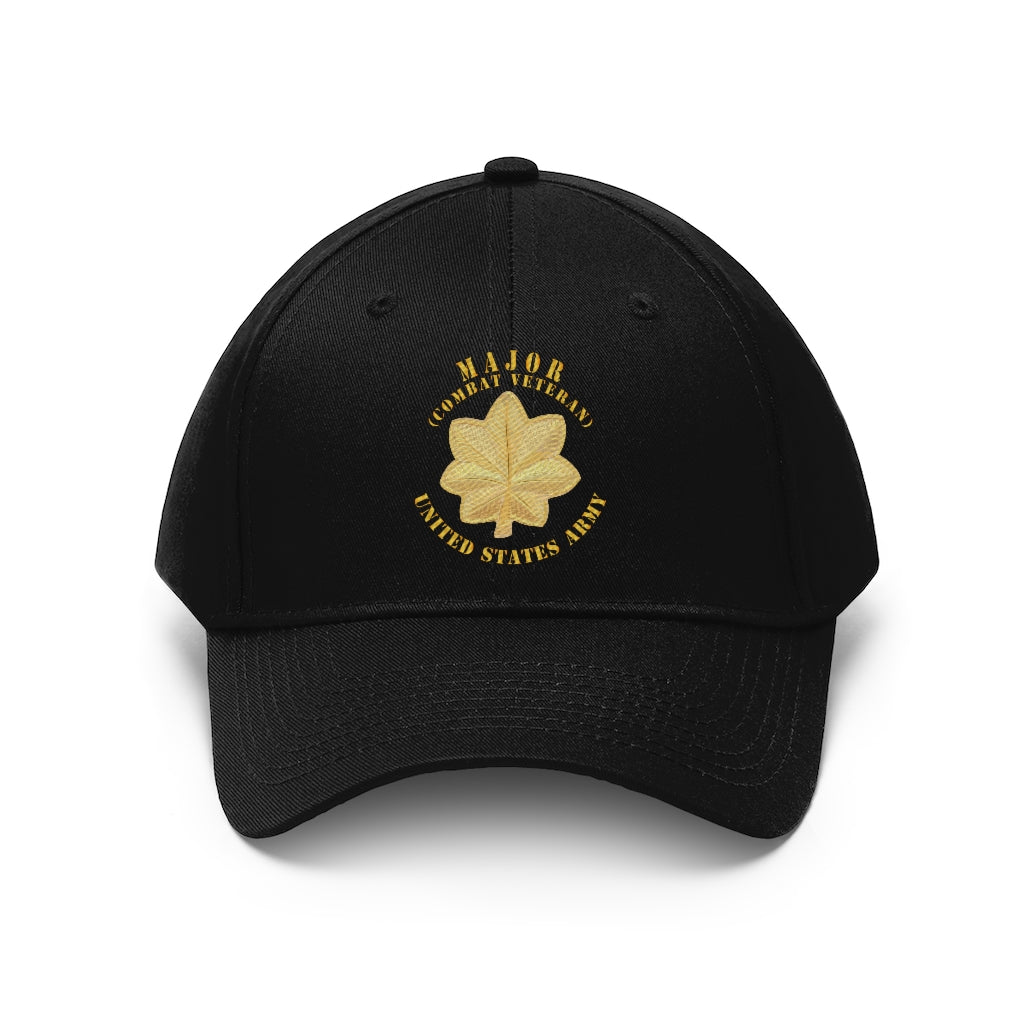 Twill Hat - Army - Major - MAJ - Combat Veteran - V1 - Embroidery