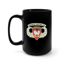 Load image into Gallery viewer, Black Mug 15oz - Army - Airborne Badge - 555th Parachute Infantry Bn - SSI w  Triple NIckles Tab X 300
