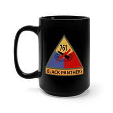 Load image into Gallery viewer, Black Mug 15oz - Army - 761st Tank Battalion SSI w Name Tape
