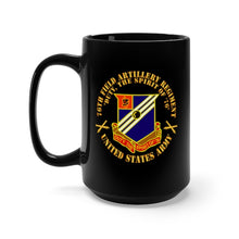 Load image into Gallery viewer, Black Mug 15oz - Army - 76th Field Artillery Regiment - DUI  w FA Sep  X 300

