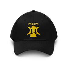 Load image into Gallery viewer, Twill Hat - Army - PSYOPS w Branch Insignia - 14th Battalion Numeral - Line X 300 - Hat - Embroidery
