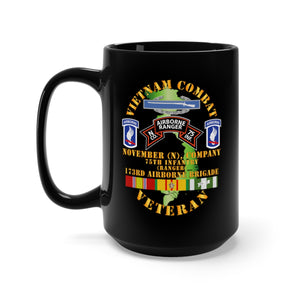 Black Mug 15oz - Army - Vietnam Combat Vet - N Co 75th Infantry (Ranger) - 173rd Airborne Bde SSI