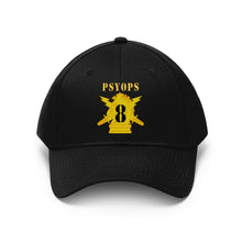 Load image into Gallery viewer, Twill Hat - Army - Psychological Operations Branch Insignia - 8th Battalion Numeral with PSYOPS Text
