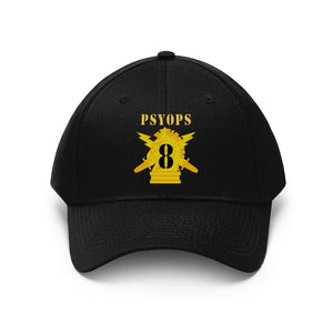 Twill Hat - Army - Psychological Operations Branch Insignia - 8th Battalion Numeral with PSYOPS Text