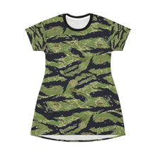 Load image into Gallery viewer, All Over Print T-Shirt Dress - Military Tiger Stripe Jungle Camouflage
