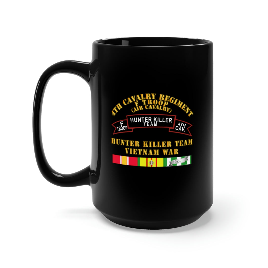 Black Mug 15oz - Army - F Troop 4th Cav - Hunter Killer w Vietnam War SVC