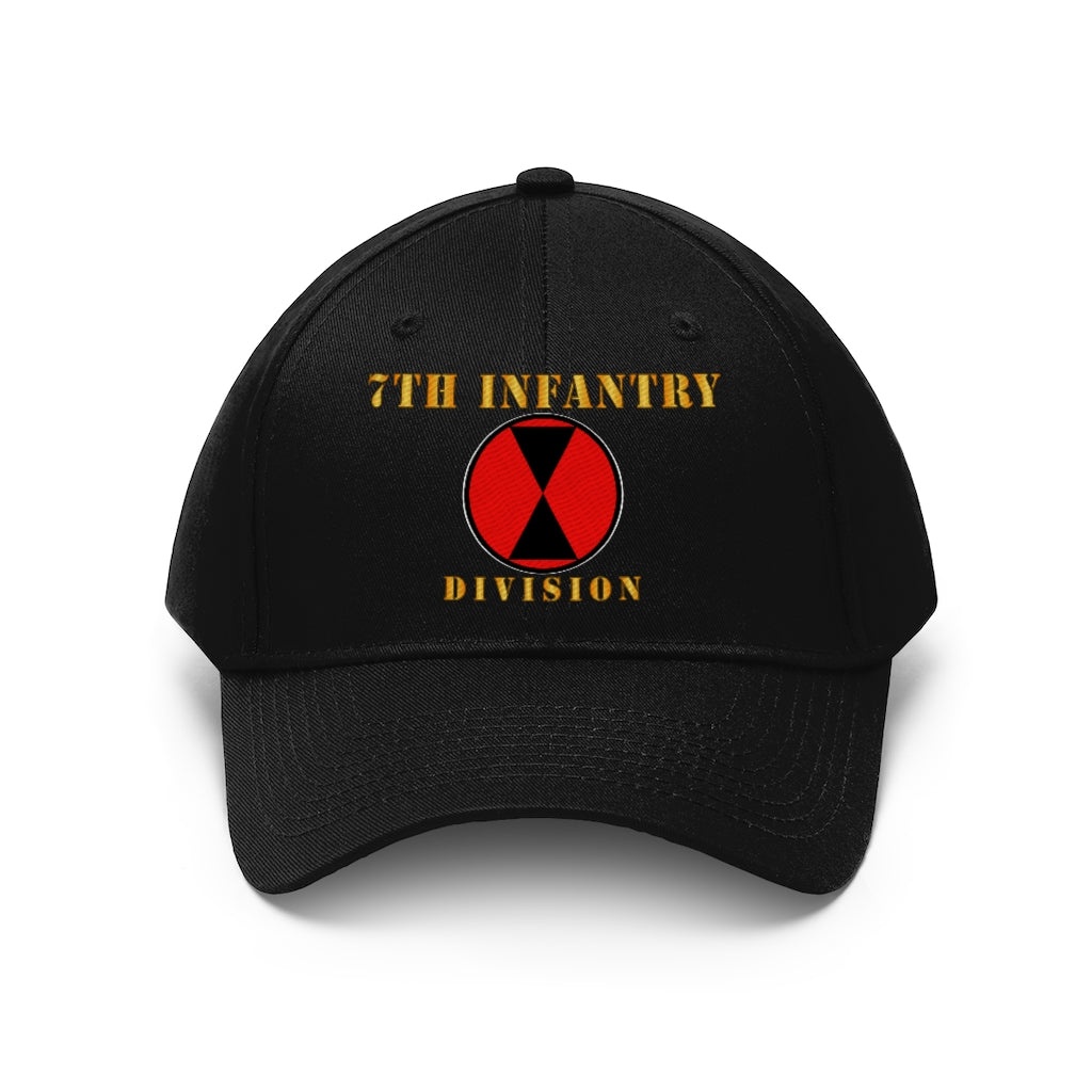 Twill Hat - Army - 7th Infantry Division with Text - Embroidery