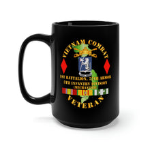 Load image into Gallery viewer, Black Mug 15oz - Army - Vietnam Combat Vet - 1st Bn 77th Armor - 5th Inf Div SSI
