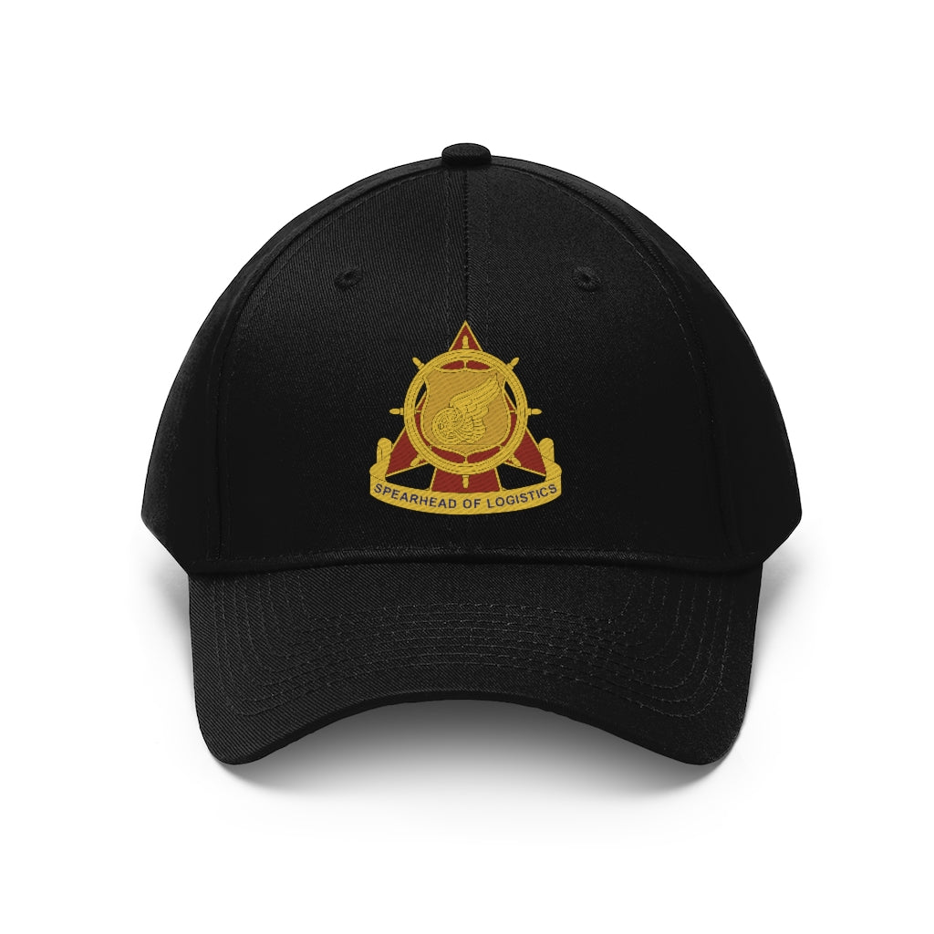 Twill Hat - Army - Transportation Corps Regimental Crest Spearhead of Logistics DTG (Direct to Garment)