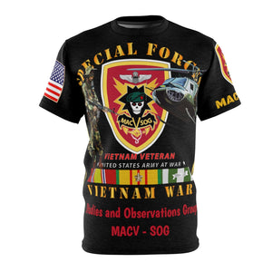 All Over Printing - Army - Special Forces - MACV-SOG with Rappel Infiltration with Vietnam War Ribbons