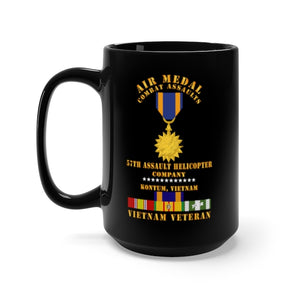 Black Mug 15oz - Army - Air Medal - Combat Assaults - 57th AHC - Kontum w VN SVC w Air Medal X 300