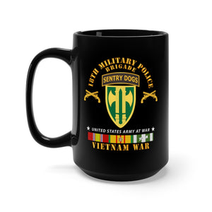 Black Mug 15oz - Army - 18th MP Brigade - Sentry Dogs Tab - Vietnam w VN SVC