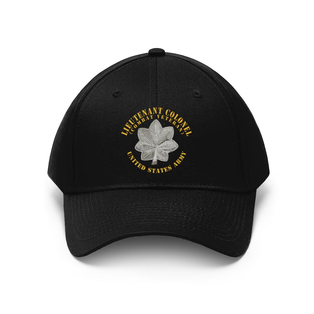 Twill Hat -  Army - Lieutenant Colonel - LTC - Combat Veteran - V1 - Embroidery