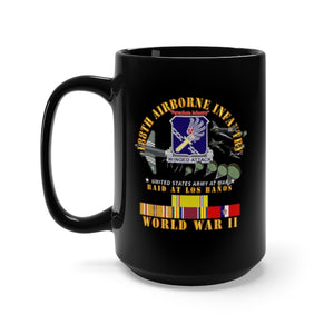 Black Mug 15oz - Army - 188th Airborne Infantry - Raid at Los Baños W Jumpers - WWII w PAC SVC X 300