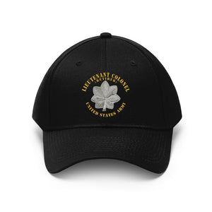 Twill Hat -  Army - Lieutenant Colonel - LTC - Retired - V1 - Embroidery