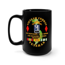 Load image into Gallery viewer, Black Mug 15oz - Vietnam Combat Vet - 1st Bn 77th Armor - 5th Inf Div SSI
