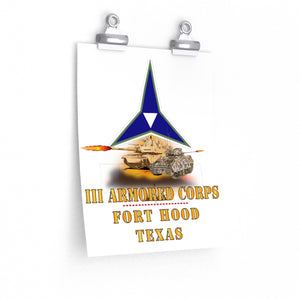 Premium Matte vertical posters - Army - III Armored Corps - M1A1 - M2 Bradely Firing - Fort Hood Texas X 300