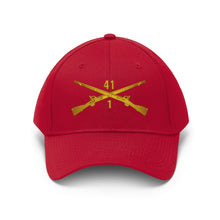 Load image into Gallery viewer, Unisex Twill Hat - 1st Battalion, 41st Infantry Regiment with Infantry Branch without Text - Direct to Garment (DTG) - Printed
