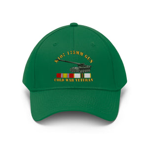 Twill Hat - Army - M107 - 175mm Gun - Cold War Veteran with Cold War Service Ribbons - Hat - Direct to Garment (DTG) - Printed